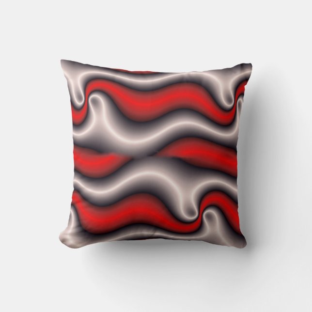 Pillow in modern abstract style, black, white &red (Front)