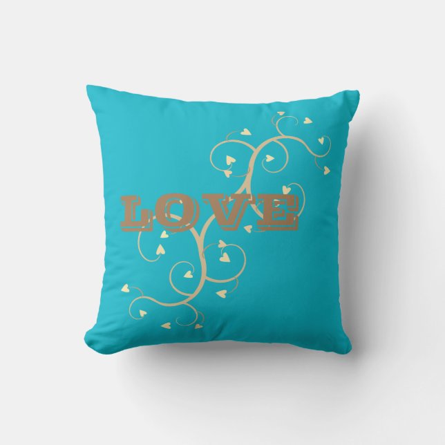 PILLOW  love for design blue turquesa colour (Front)