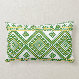 Pillow Lumbar 13 x 21 inches Green Embroidery