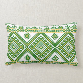 Pillow Lumbar 13 x 21 inches Green Embroidery