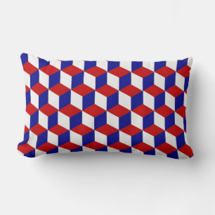 Pillow (lumbar) - Block illusion red, white, blue