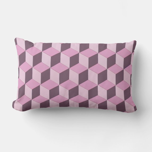 Pillow (lumbar) - Building Blocks Illusion in Pink (Front)