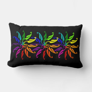 Pillow (Lumbar) - Colour Wheel Leaves on Black