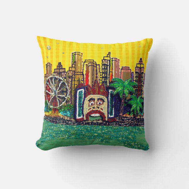 Pillow | Luna Park Yellow Stripe Sky (Front)