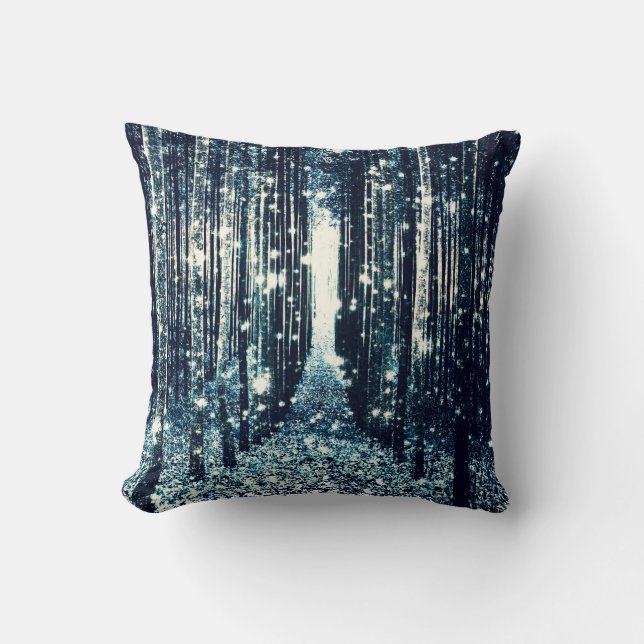 Pillow : Magical Forest Teal Grey Elegance (Front)