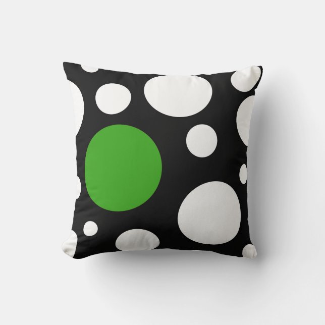 Pillow modern black white & green with circles (Front)