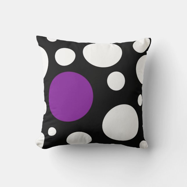 Pillow modern black white & purple with circles (Front)