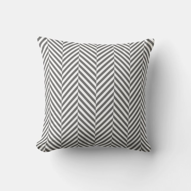 PILLOW modern herringbone pattern silver grey (Front)