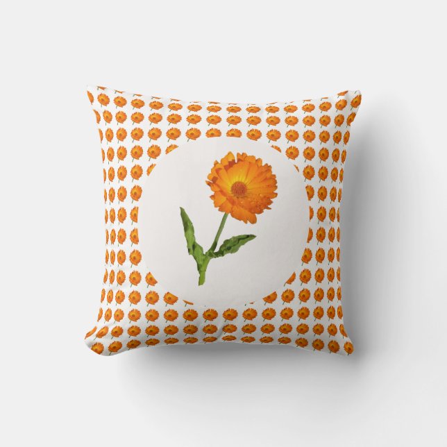 Pillow - Orange Calendula Blossom (Front)
