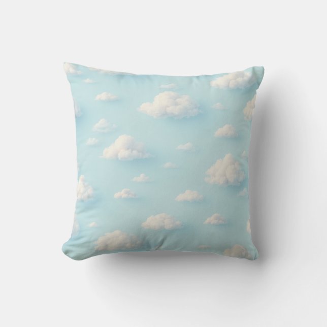 Pillow (pattern featuring fluffy white cloud) (Front)