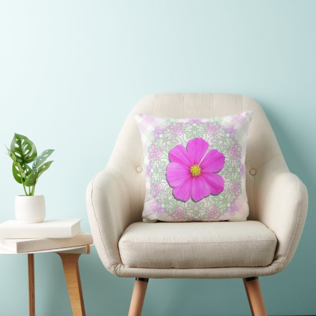 Pillow - Personalised - Dark Pink Cosmos Lace Latt (Chair)