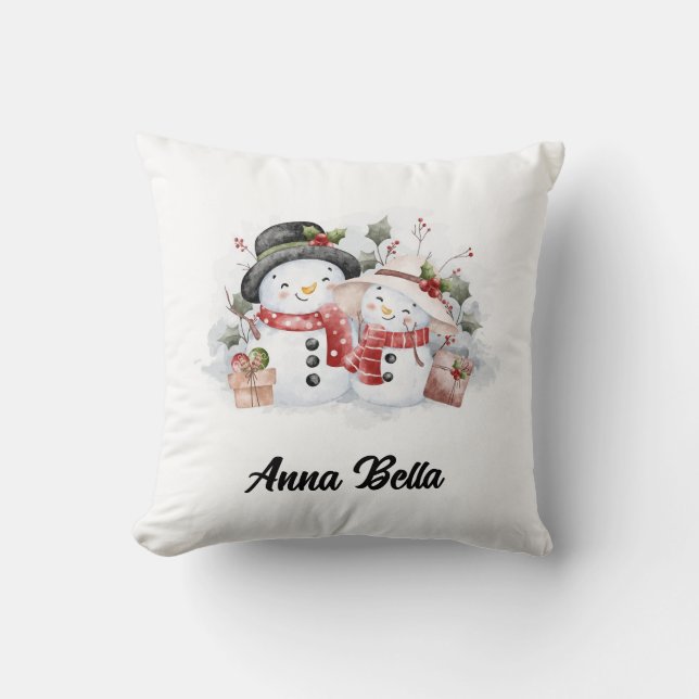 Pillow | Personalised Snowman Couple (Front)
