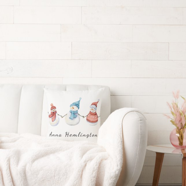 Pillow | Personalised Snowman Family (Couch)
