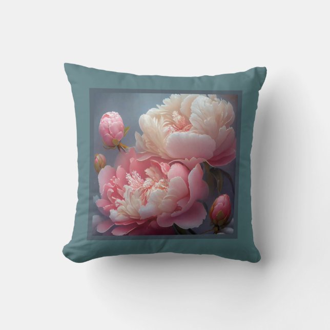 Pillow - romantic floral, peony flower, paeonia (Front)