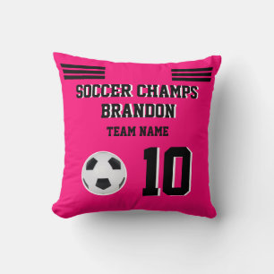 pillow soccer fuchia black personalized sport gol