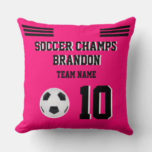 pillow soccer fuchia black personalized sport gol