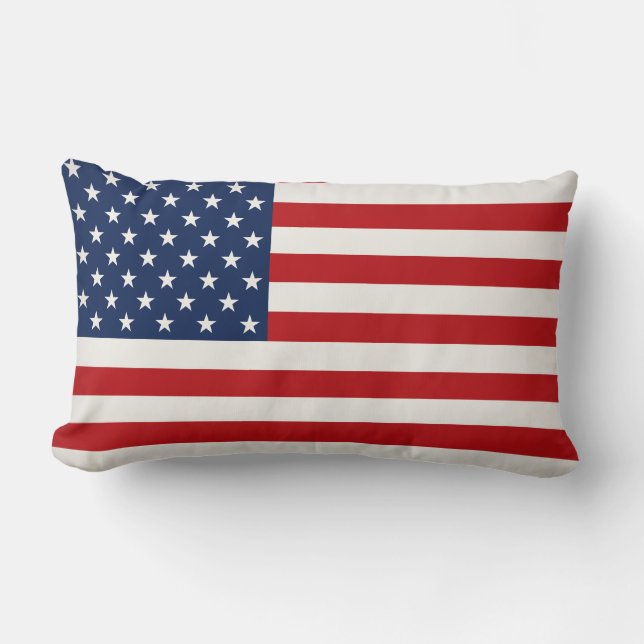 Pillow-Throw Pillow-USA Flag Lumbar Cushion (Front)