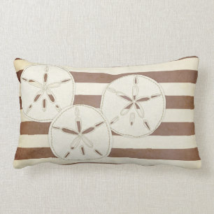 Pillow: White & Brown Sand Dollar Lumbar Cushion