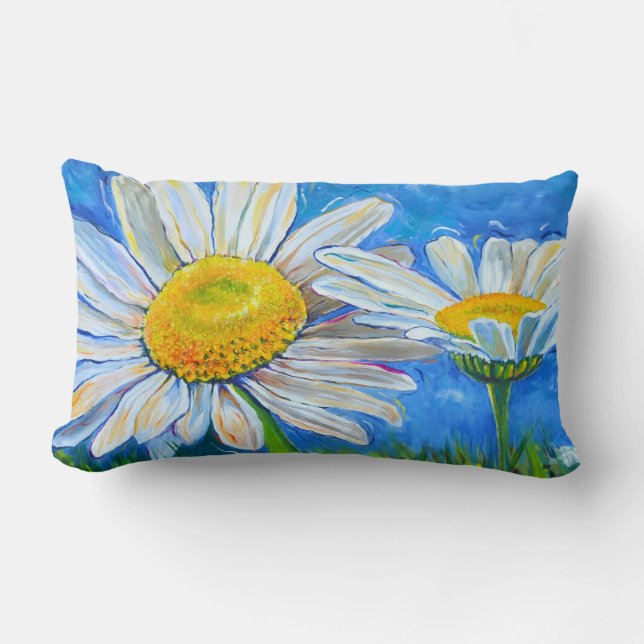 Pillow: Windswept Daisies! Lumbar Cushion (Front)