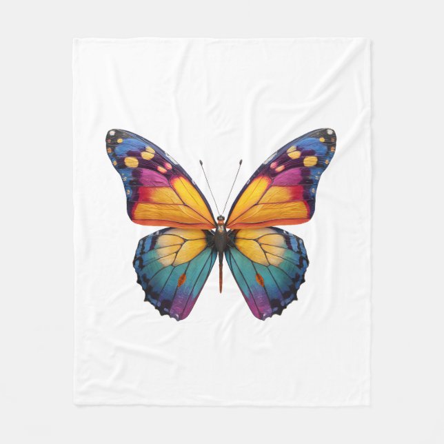 Pillow with a design of a colorful Butterfly. Fleece Blanket (Front)