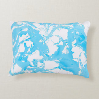 Pillow with cyan marble texture.