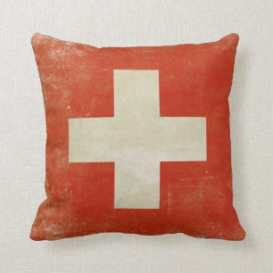 Pillow with Distressed Flag from Switzerland