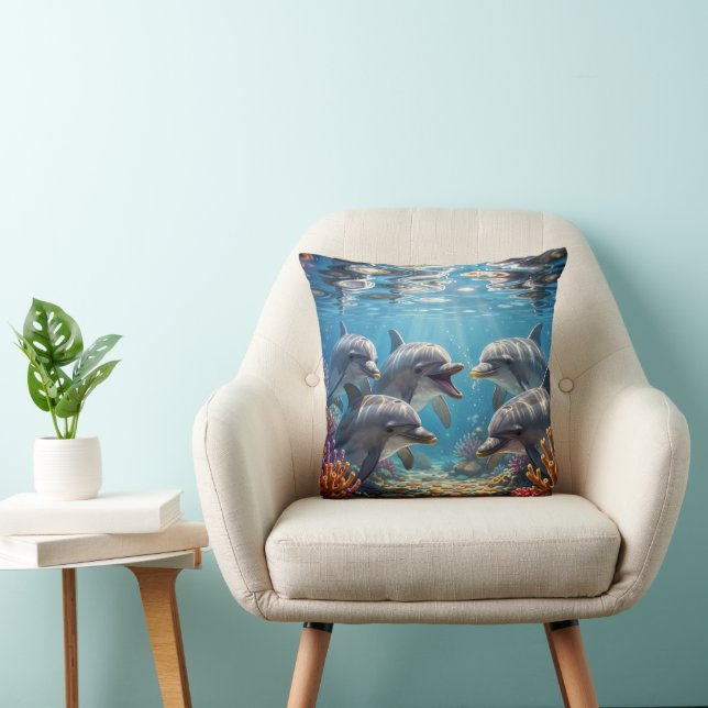 Pillow with dolphins. (Chair)
