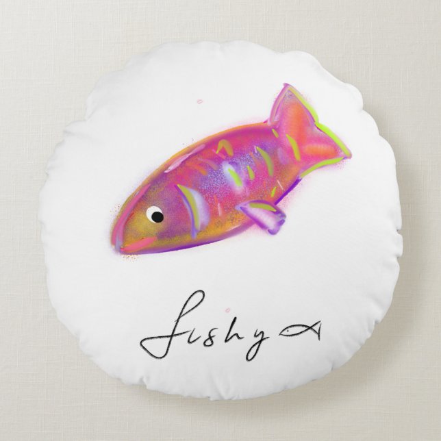 Pillow with fishy print (Front)