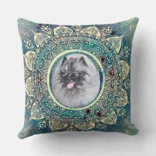 Pillow with Kees on bluegreen mandala