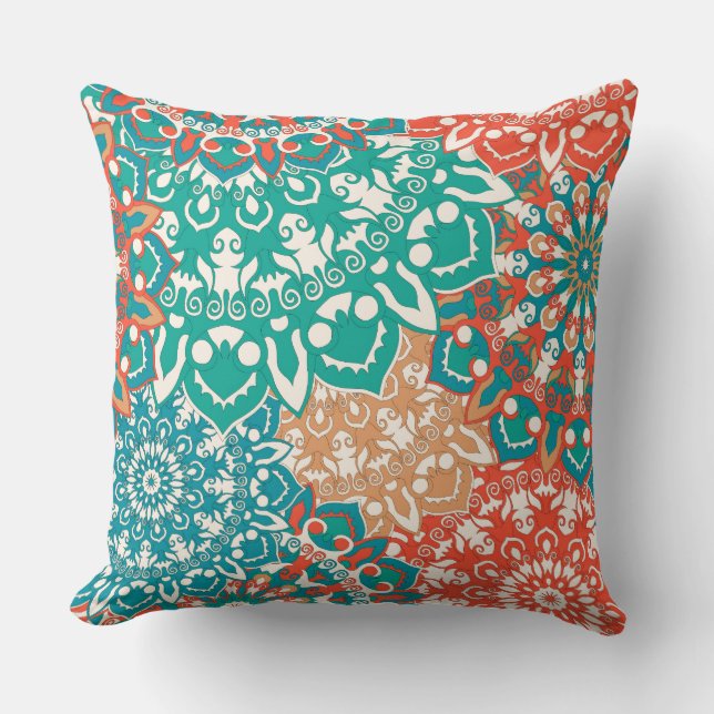 Pillow with Mandala Floral Pattern (Front)