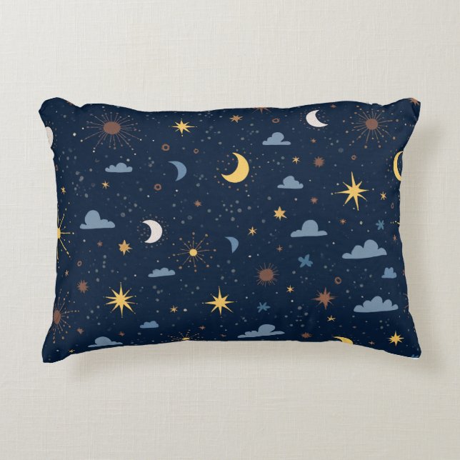  Pillow with pattern of stars and moon (Front)