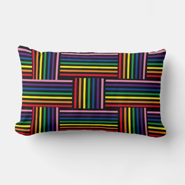 Pillow - Woven Rainbow Coloured Ribbons (Front)