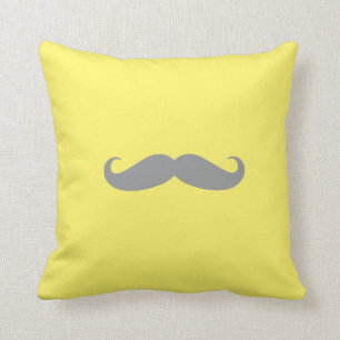 Pillow - Yellow with Grey Moustache