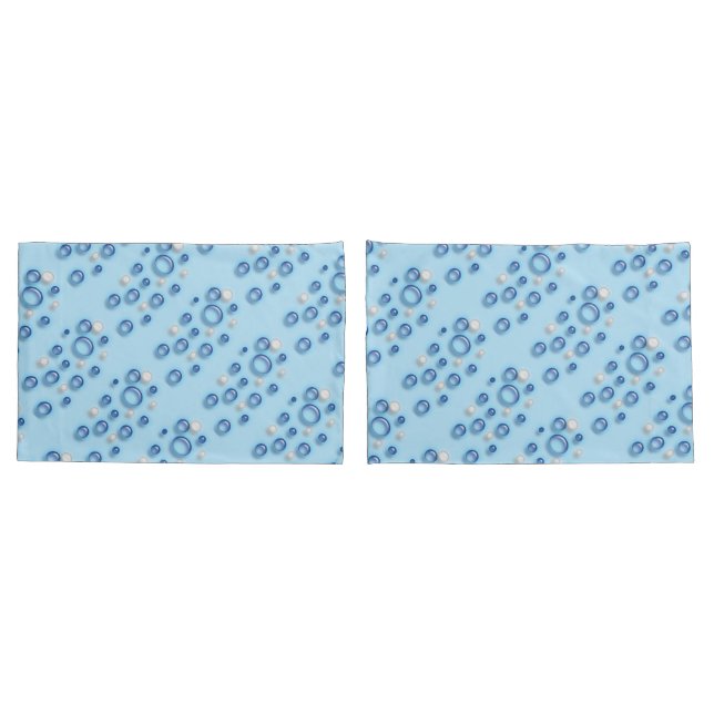 Pillowcase - Blue and White Bubbles on Blue (Back-Set)