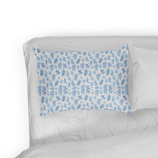 Pillowcase blue watercolor leaves (Creator Uploaded)