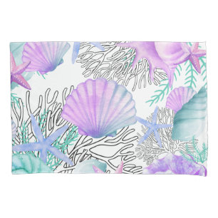 Pillowcase Seashell Starfish Coastal Pink Purple