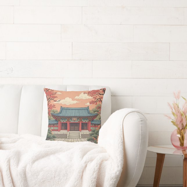 Pillows depicting an oriental palace (Couch)