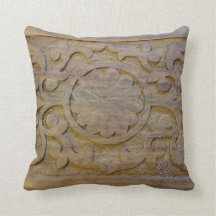 Pillows Textured Teak Wood Scroll Design