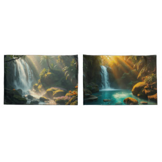 Pillows with a calming waterfal pillowcase