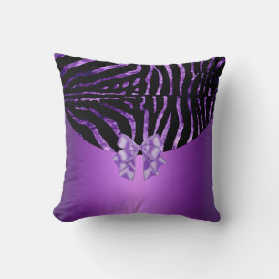 Pillows Zebra Black Purple Pink Stripe Bow