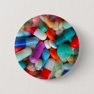 pills drugs 6 cm round badge