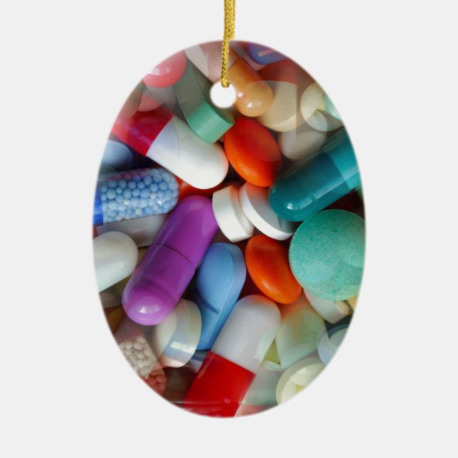 pills drugs ceramic tree decoration (Front)
