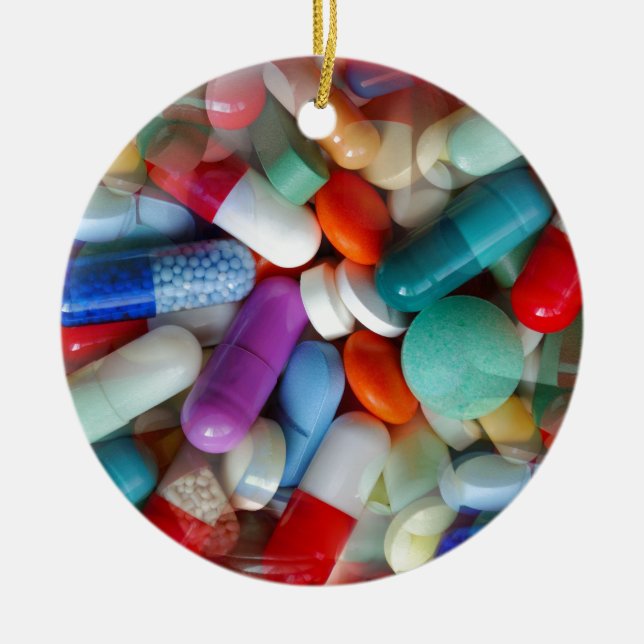 pills drugs ceramic tree decoration (Front)