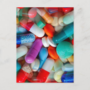 pills drugs postcard