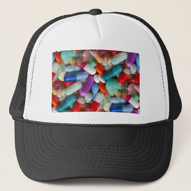 pills drugs trucker hat (Front)