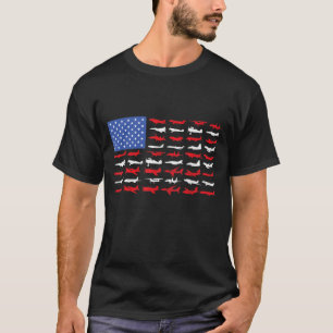 Pilot Aeroplane American Flag Plane Aviation T-Shirt