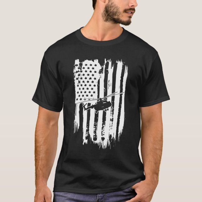 Pilot Aeroplane American Flag Plane Aviation T-Shirt (Front)
