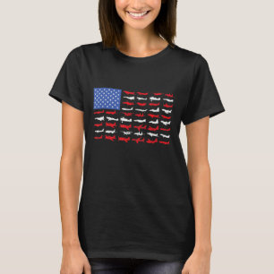 Pilot Aeroplane American Flag Plane Aviation T-Shirt