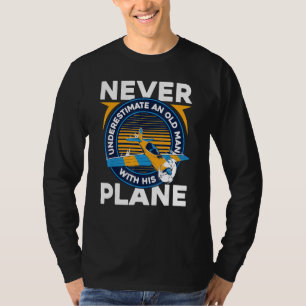 Pilot Aeroplane Flying Flight Old Man T-Shirt