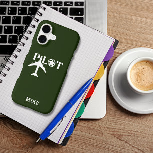 Pilot Aeroplane Green Military Simple Personalised